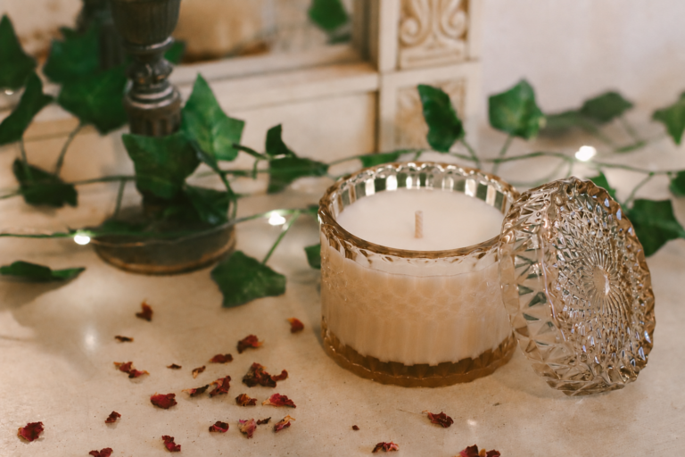 Pink champagne candle inspired by a 1920s speakeasy scene